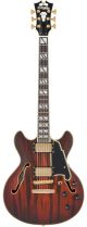 D'angelico Deluxe Mini DC Satin Brown Burst with Stopbar